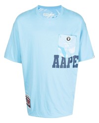 T-shirt à col rond imprimé bleu clair AAPE BY A BATHING APE