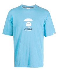 T-shirt à col rond imprimé bleu clair AAPE BY A BATHING APE