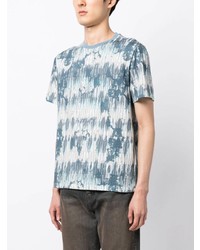 T-shirt à col rond imprimé bleu clair Amiri