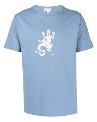 T-shirt à col rond imprimé bleu clair agnès b.