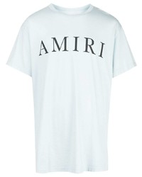 T-shirt à col rond imprimé bleu clair Amiri