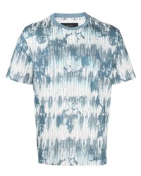 T-shirt à col rond imprimé bleu clair Amiri