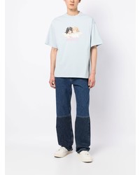 T-shirt à col rond imprimé bleu clair Fiorucci