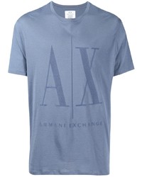 T-shirt à col rond imprimé bleu clair Armani Exchange