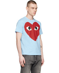 T-shirt à col rond imprimé bleu clair Comme Des Garcons Play