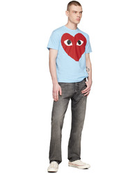 T-shirt à col rond imprimé bleu clair Comme Des Garcons Play