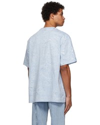 T-shirt à col rond imprimé bleu clair Feng Chen Wang