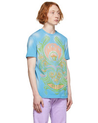 T-shirt à col rond imprimé bleu clair Versace