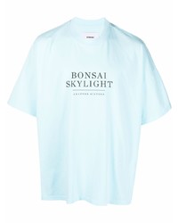 T-shirt à col rond imprimé bleu clair Bonsai