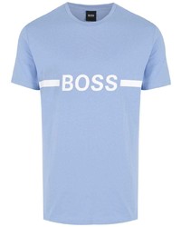 T-shirt à col rond imprimé bleu clair BOSS