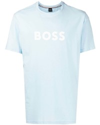 T-shirt à col rond imprimé bleu clair BOSS