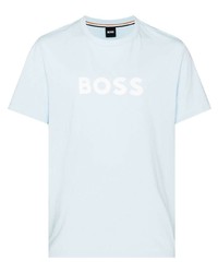 T-shirt à col rond imprimé bleu clair BOSS