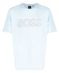 T-shirt à col rond imprimé bleu clair BOSS