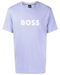 T-shirt à col rond imprimé bleu clair BOSS