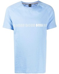 T-shirt à col rond imprimé bleu clair BOSS