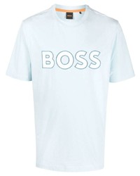 T-shirt à col rond imprimé bleu clair BOSS