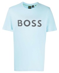 T-shirt à col rond imprimé bleu clair BOSS