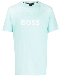 T-shirt à col rond imprimé bleu clair BOSS