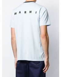 T-shirt à col rond imprimé bleu clair Marni