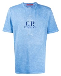 T-shirt à col rond imprimé bleu clair C.P. Company