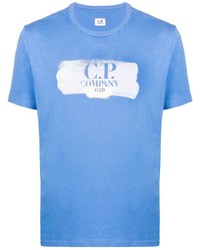 T-shirt à col rond imprimé bleu clair C.P. Company