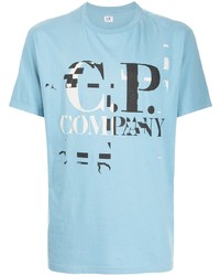 T-shirt à col rond imprimé bleu clair C.P. Company