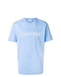 T-shirt à col rond imprimé bleu clair Calvin Klein