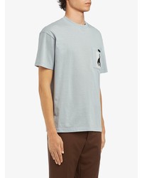 T-shirt à col rond imprimé bleu clair Prada