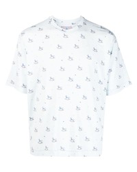 T-shirt à col rond imprimé bleu clair Chloe Nardin
