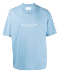 T-shirt à col rond imprimé bleu clair Chocoolate