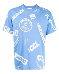 T-shirt à col rond imprimé bleu clair Chocoolate