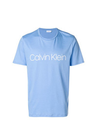 T-shirt à col rond imprimé bleu clair CK Calvin Klein