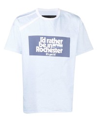 T-shirt à col rond imprimé bleu clair Coach