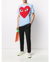 T-shirt à col rond imprimé bleu clair Comme Des Garcons Play