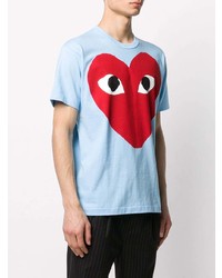 T-shirt à col rond imprimé bleu clair Comme Des Garcons Play