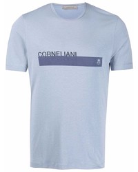 T-shirt à col rond imprimé bleu clair Corneliani