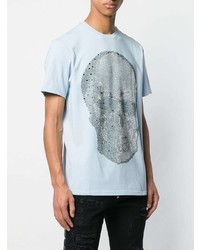 T-shirt à col rond imprimé bleu clair Philipp Plein