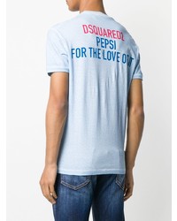 T-shirt à col rond imprimé bleu clair DSQUARED2