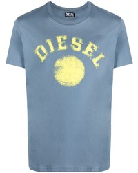 T-shirt à col rond imprimé bleu clair Diesel