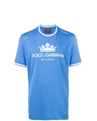 T-shirt à col rond imprimé bleu clair Dolce & Gabbana
