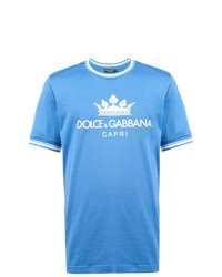 T-shirt à col rond imprimé bleu clair Dolce & Gabbana