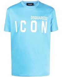 T-shirt à col rond imprimé bleu clair DSQUARED2