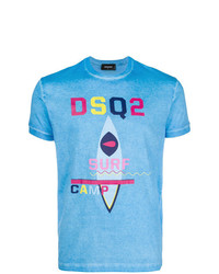 T-shirt à col rond imprimé bleu clair DSQUARED2