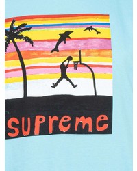 T-shirt à col rond imprimé bleu clair Supreme