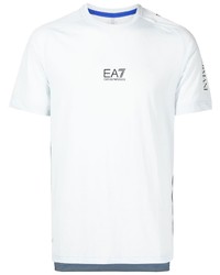 T-shirt à col rond imprimé bleu clair Ea7 Emporio Armani