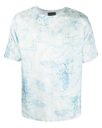 T-shirt à col rond imprimé bleu clair Emporio Armani