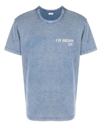 T-shirt à col rond imprimé bleu clair Fay