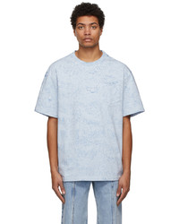 T-shirt à col rond imprimé bleu clair Feng Chen Wang
