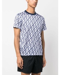 T-shirt à col rond imprimé bleu clair Fendi
