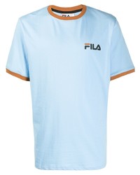 T-shirt à col rond imprimé bleu clair Fila
